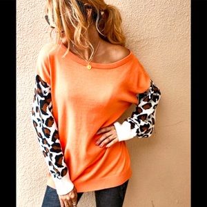 LEOPARD PRINT KNIT LIGHTWEIGHT SWEATER